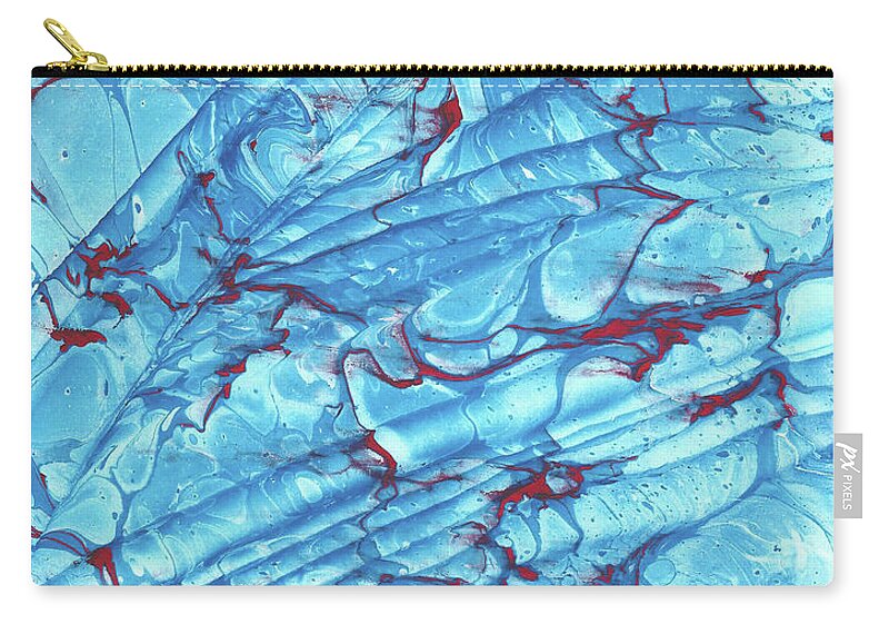 Water Marbling Zip Pouch featuring the painting Blue Wave 9 by Daniela Easter