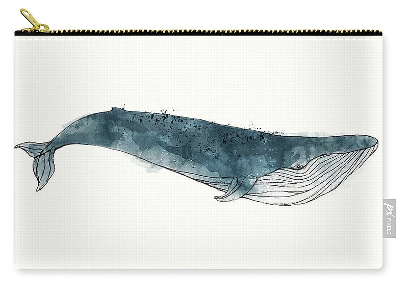 Whale Zip Pouch featuring the painting Blue Whale from Whales Chart by Amy Hamilton
