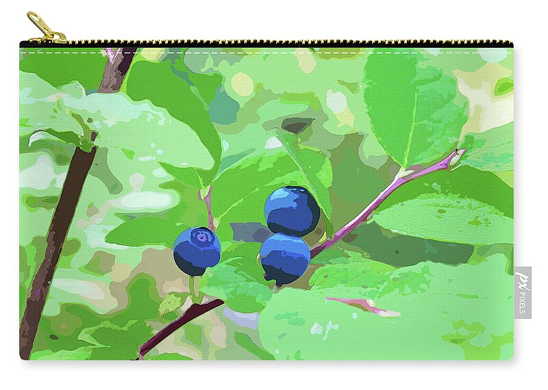 Alaska Zip Pouch featuring the photograph Blueberries Halftone by Cathy Mahnke