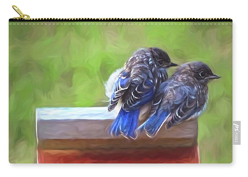 Bluebird Zip Pouch featuring the photograph Bluebird Fledglings by Sue Melvin