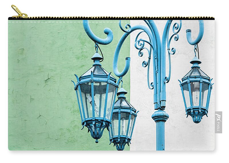 Buenos Aires Zip Pouch featuring the photograph Blue,green and white by Usha Peddamatham