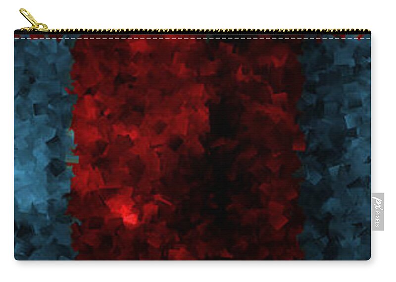 Abstract Zip Pouch featuring the digital art Blues and Red Strata - Abstract Tiles No. 16.0229 by Jason Freedman
