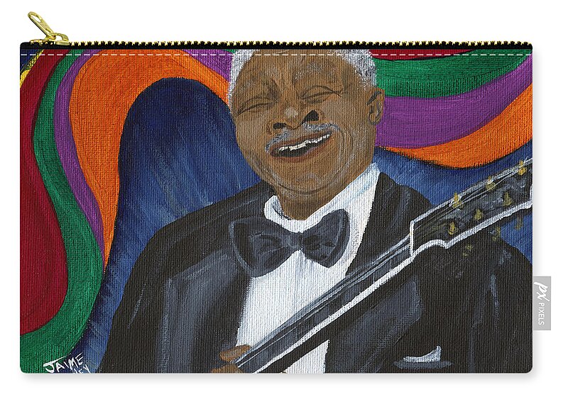 B.b. King Zip Pouch featuring the painting Blues Man by Jaime Haney