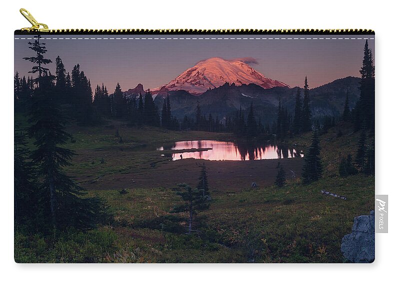 Mt. Rainier Zip Pouch featuring the photograph Morning Blush by Gene Garnace