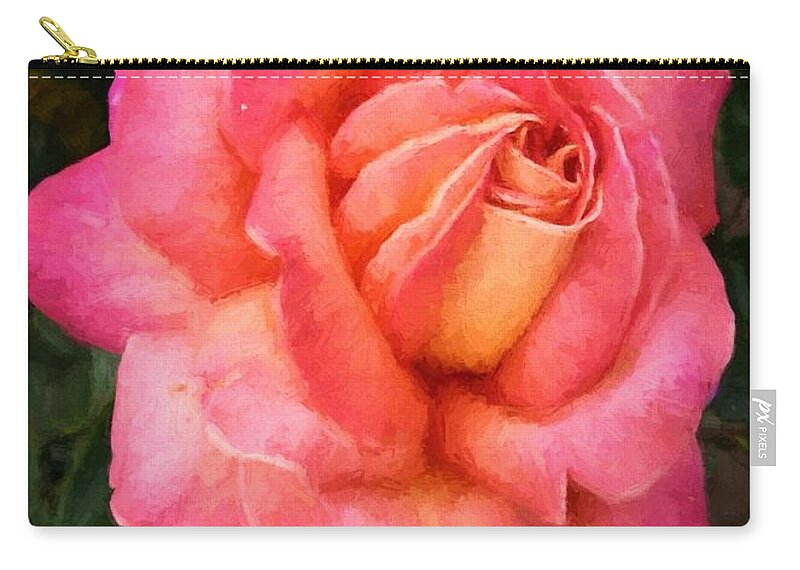 Rose Zip Pouch featuring the digital art Blushing Rose by Charmaine Zoe