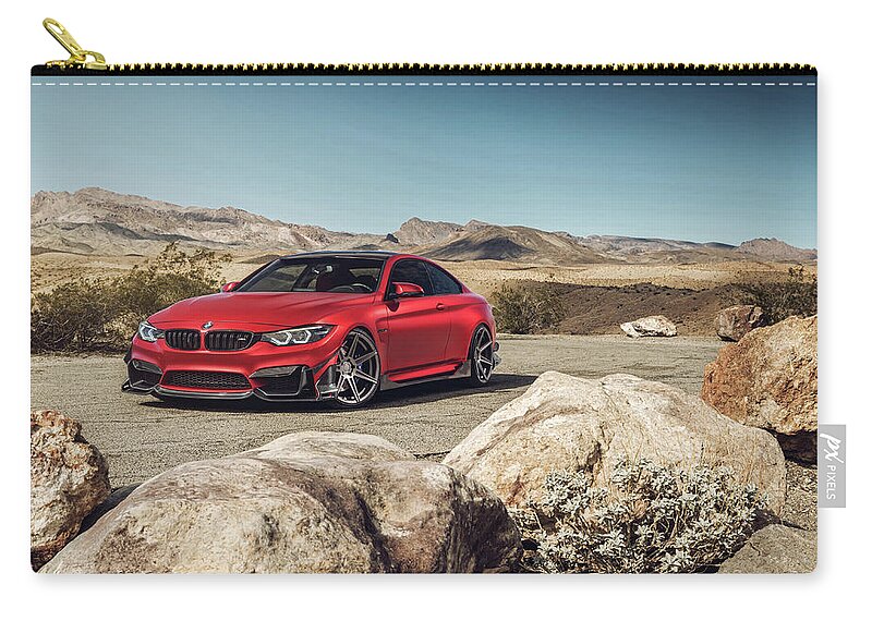 Bmw Zip Pouch featuring the photograph B M W M4 by Movie Poster Prints