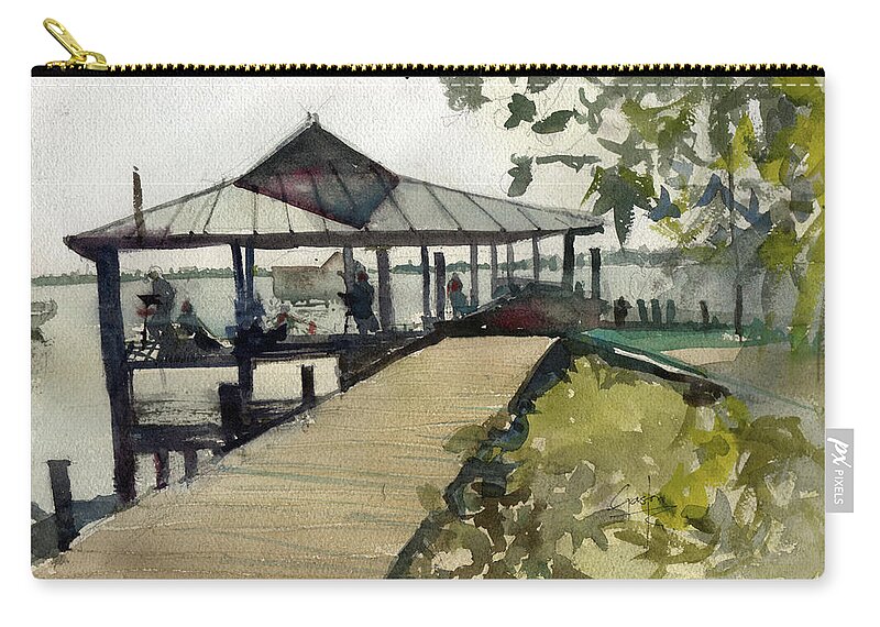 Boardwalk Zip Pouch featuring the painting Boardwalk Sarasota by Gaston McKenzie