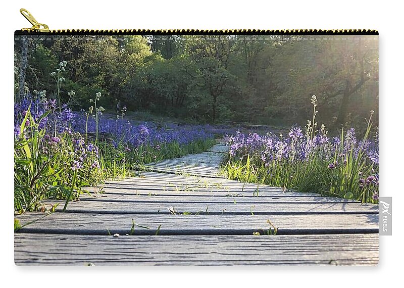 Spring Zip Pouch featuring the photograph Boardwalk Through The Flowers by Brian Eberly