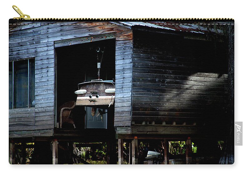 Motor Boat Zip Pouch featuring the photograph Boat House by David Chasey