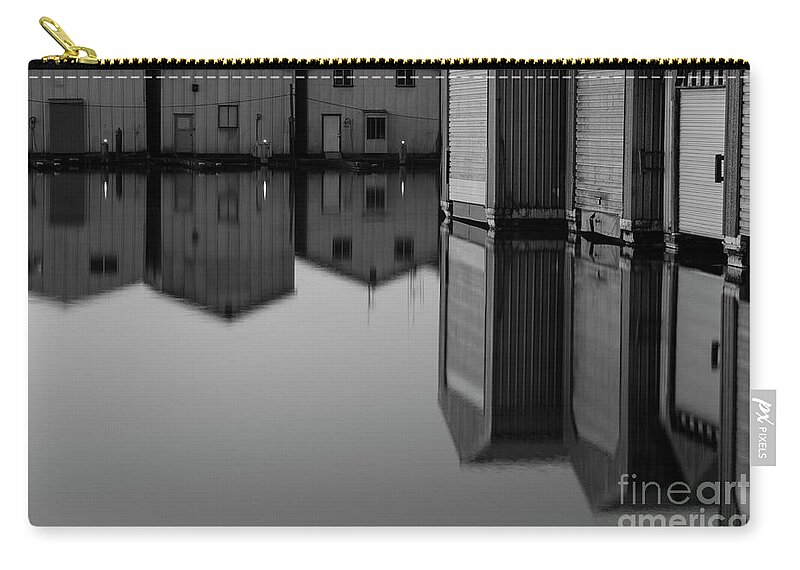 Everett Marina Zip Pouch featuring the photograph Boat Houses in Rows Sunrise by Jim Corwin
