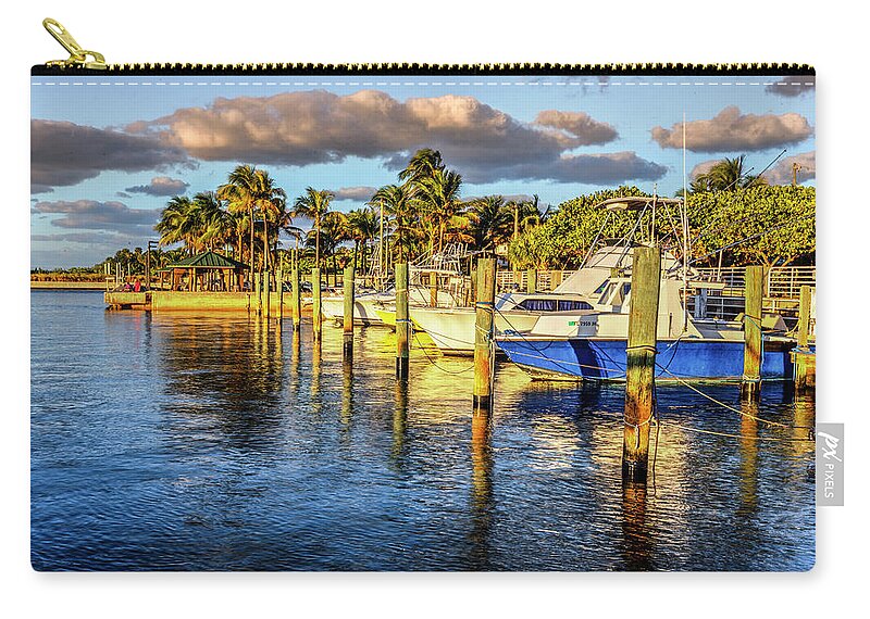Boats Zip Pouch featuring the photograph Boats in the Evening Sunshine by Debra and Dave Vanderlaan