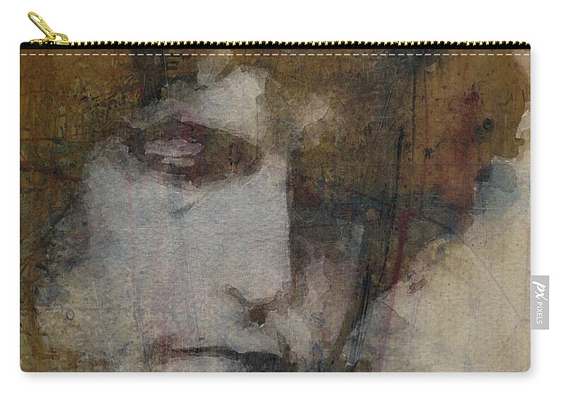 Bob Dylan Zip Pouch featuring the mixed media Bob Dylan - The Times They Are A Changin' by Paul Lovering