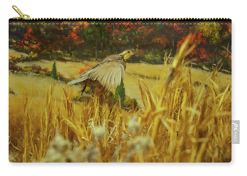 Bobwhite Zip Pouch featuring the digital art Bobwhite in flight by Flees Photos