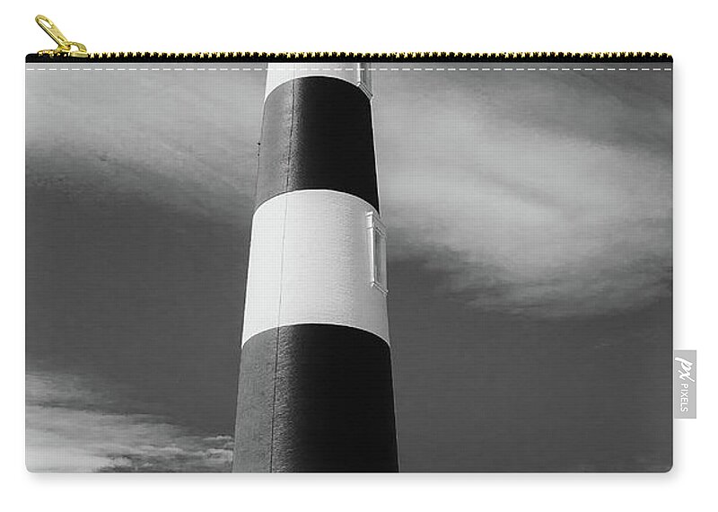 Bodie Island Zip Pouch featuring the photograph Bodie Lighthouse Black and White by Joni Eskridge