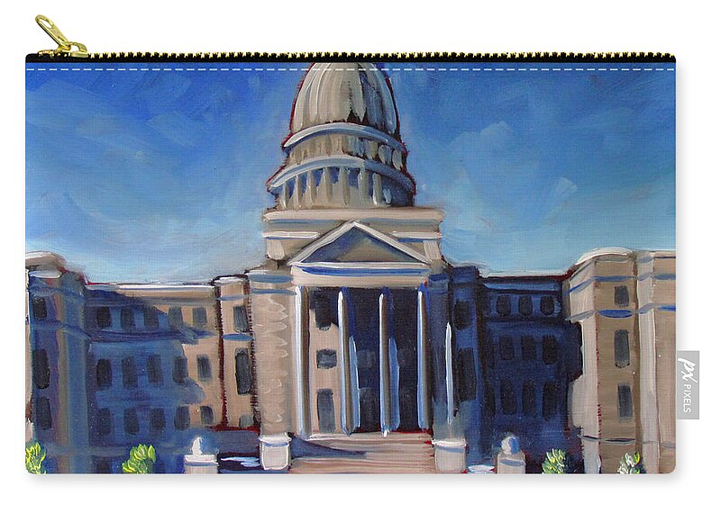 Idaho Zip Pouch featuring the painting Boise Capitol Building 02 by Kevin Hughes