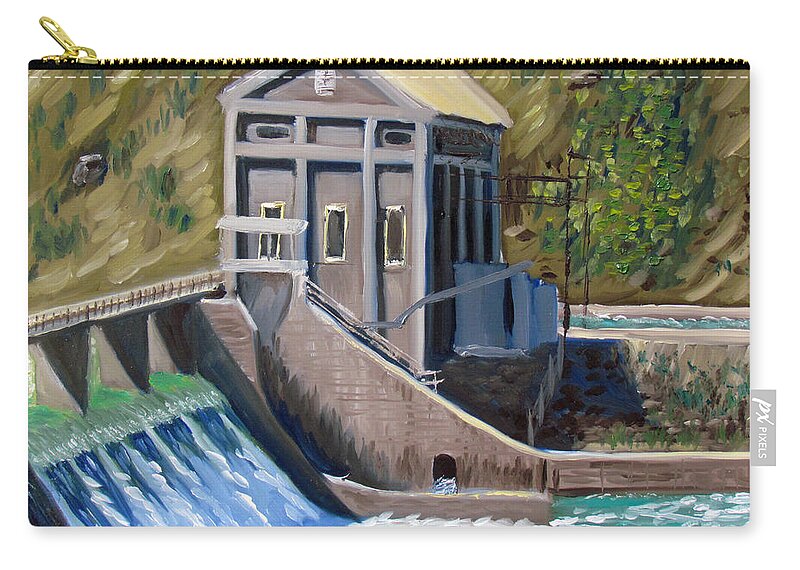 Boise Zip Pouch featuring the painting Boise Diversion Dam by Kevin Hughes