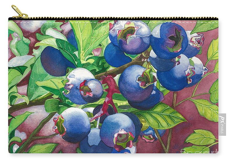 Blueberries Zip Pouch featuring the painting Bold and Blue by Barbara Jewell