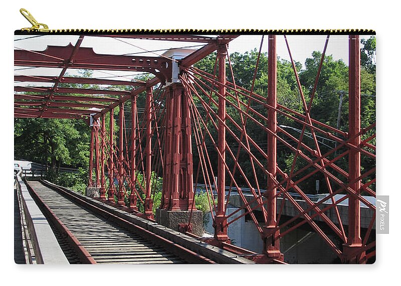  Maryland Zip Pouch featuring the photograph Bollman Truss Bridge at Savage Maryland by William Kuta