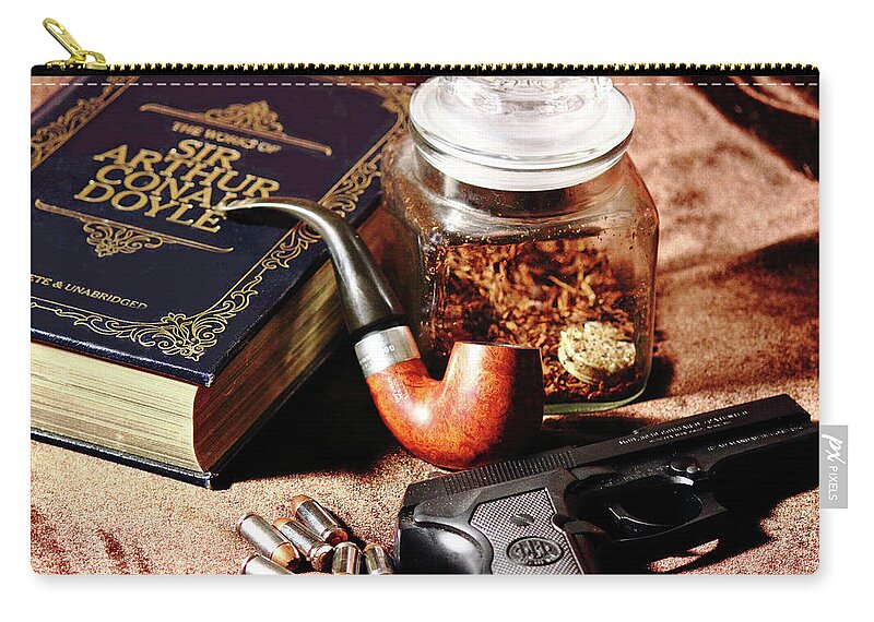 Beretta Zip Pouch featuring the photograph Books and Bullets by Barry Jones