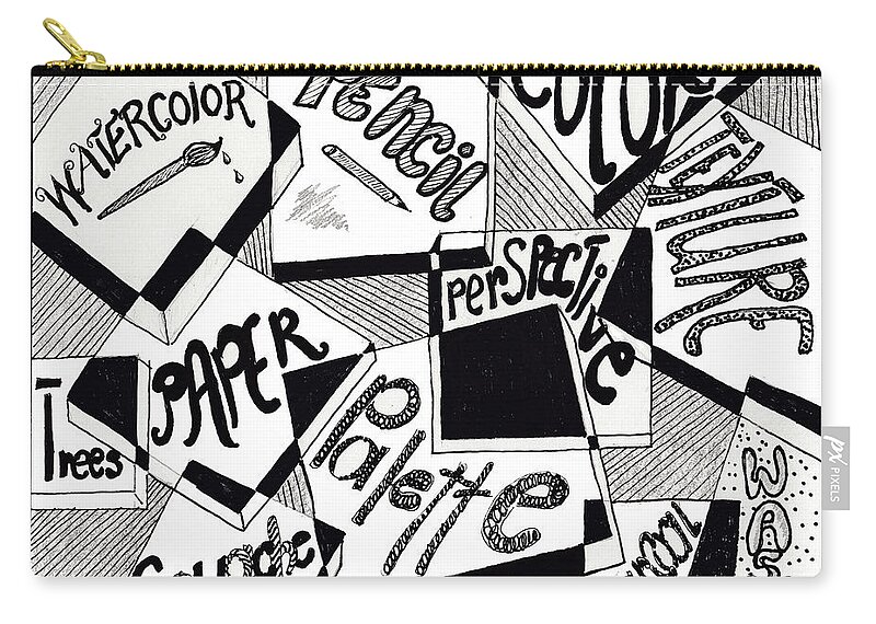 Pen Zip Pouch featuring the drawing Books and Words by Quwatha Valentine