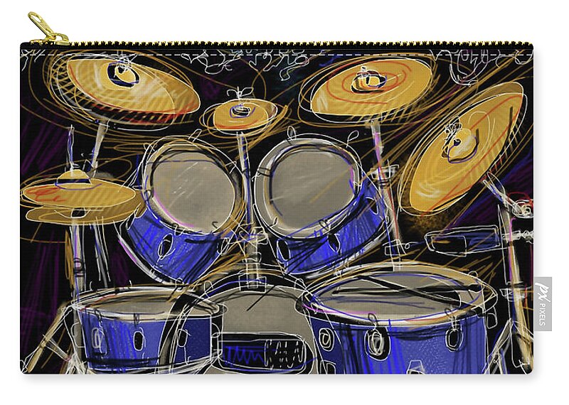 Drums Zip Pouch featuring the digital art Boom crash by Russell Pierce