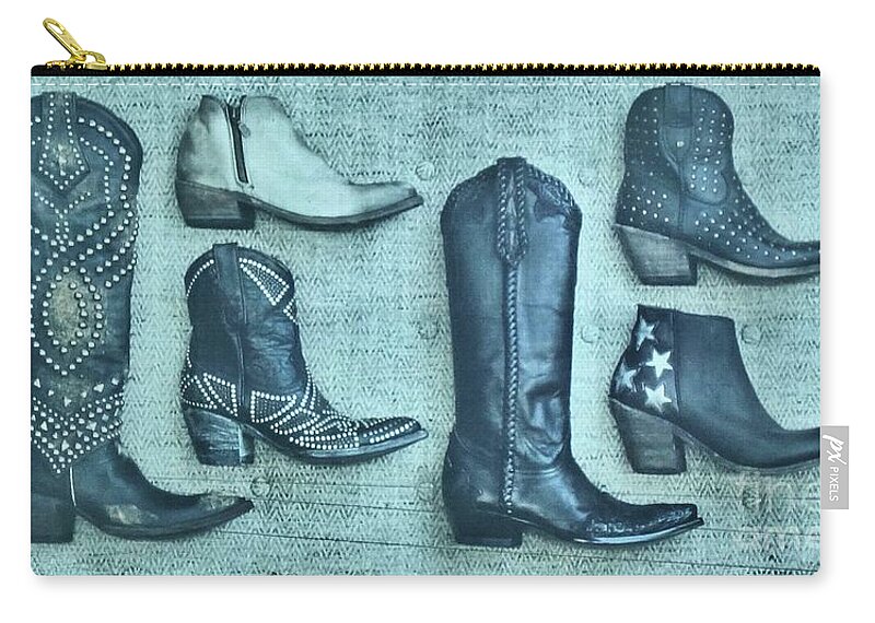 Boots Zip Pouch featuring the photograph Boots by Allen Sign in Austin Texas by Janette Boyd