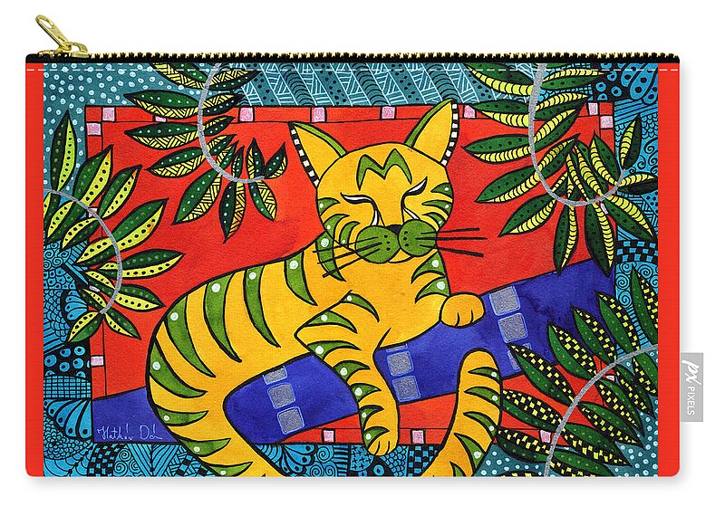 Born To Be Zip Pouch featuring the painting Born To Be Striped by Dora Hathazi Mendes