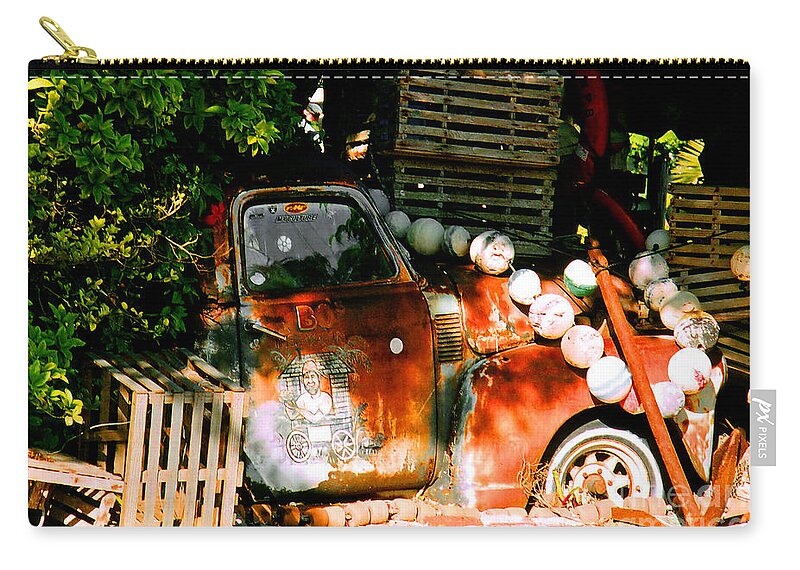 Restaurant Zip Pouch featuring the photograph B.O.'s Fish Wagon in Key West by Susanne Van Hulst