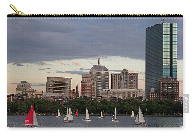 Boston Zip Pouch featuring the photograph Boston Charles River Sailboats by Juergen Roth