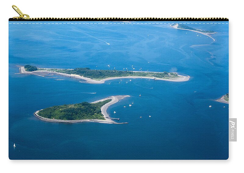 Aerial Zip Pouch featuring the photograph Boston Harbor Islands - Massachusetts by Steven Ralser