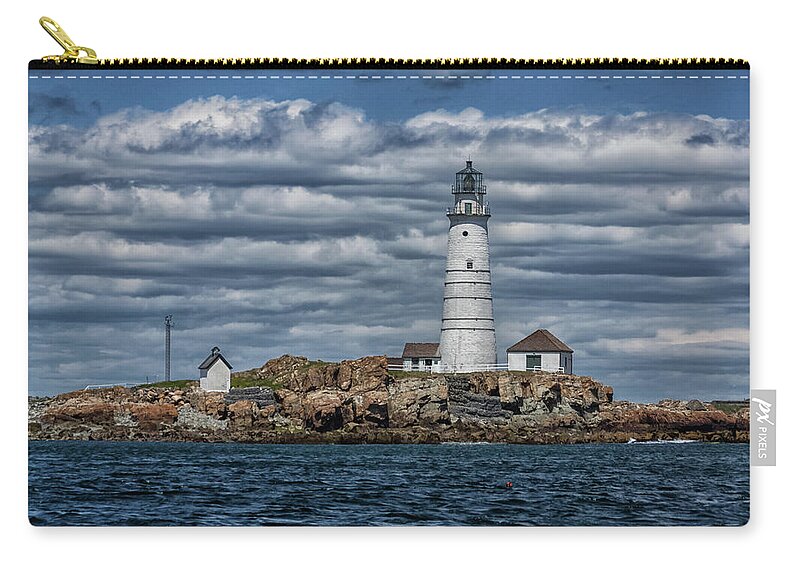 Boston Lighthouse Square Zip Pouch featuring the photograph Boston Lighthouse Square by Brian MacLean