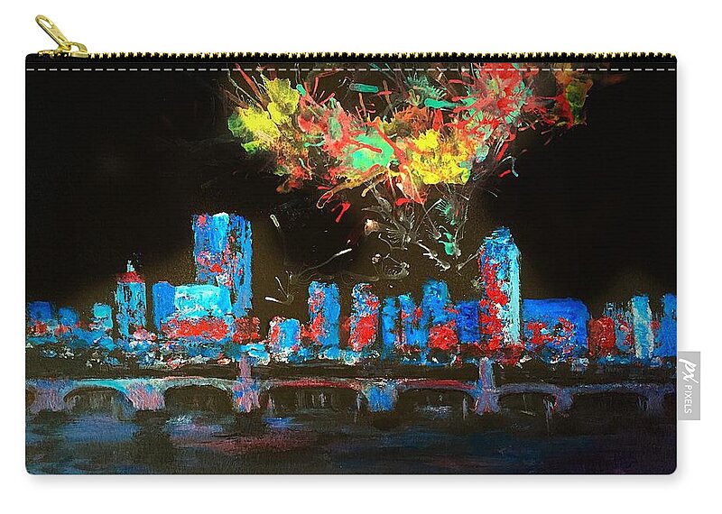 Charles River Zip Pouch featuring the painting Boston on the Charles by Anne Sands