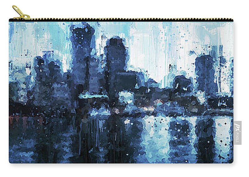 Boston Zip Pouch featuring the painting Boston, Panorama - 08 by AM FineArtPrints
