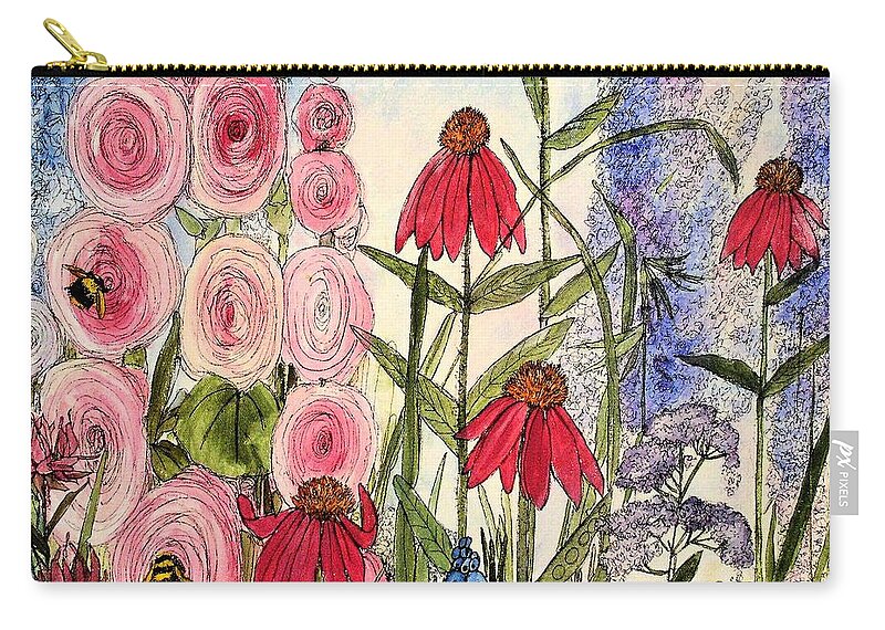 Flowers Zip Pouch featuring the painting Botanical Wildflowers by Laurie Rohner
