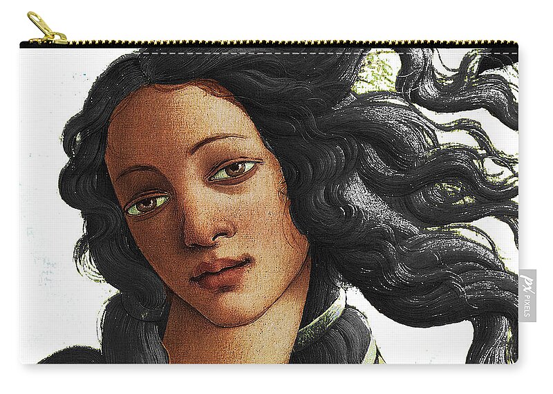 Sandro Botticelli Zip Pouch featuring the painting Botticelli American Venus Black Lives Matter by Tony Rubino