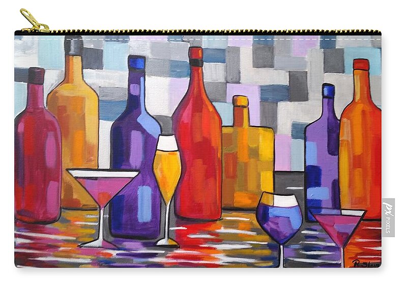 Liquor Zip Pouch featuring the painting Bottle of Wine by Rosie Sherman