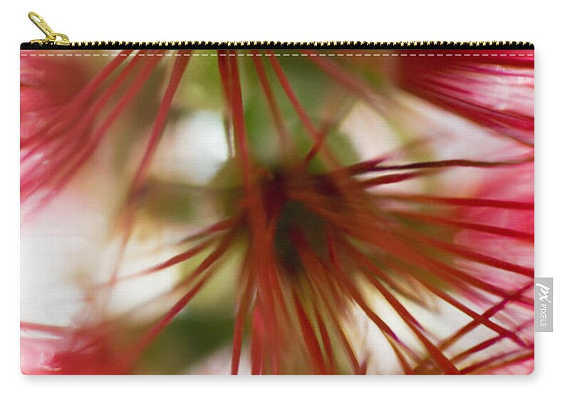 Abstract Zip Pouch featuring the photograph Bottlebrush Abstract by Ray Laskowitz - Printscapes