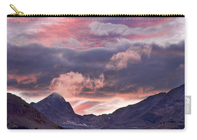 Boulder County Zip Pouch featuring the photograph Boulder County Colorado Indian Peaks at Sunset by James BO Insogna