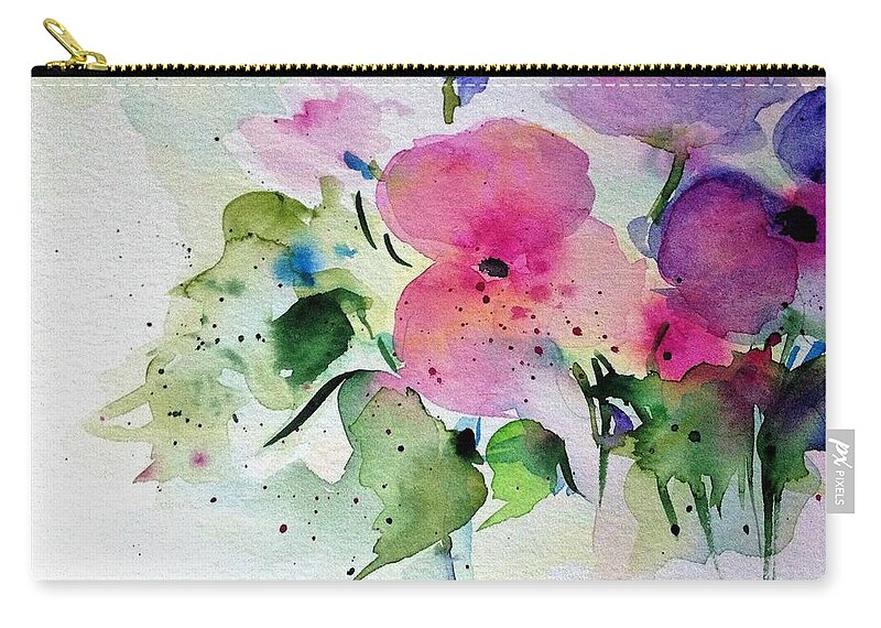 Bouquet Zip Pouch featuring the painting Bouquet 1 by Britta Zehm