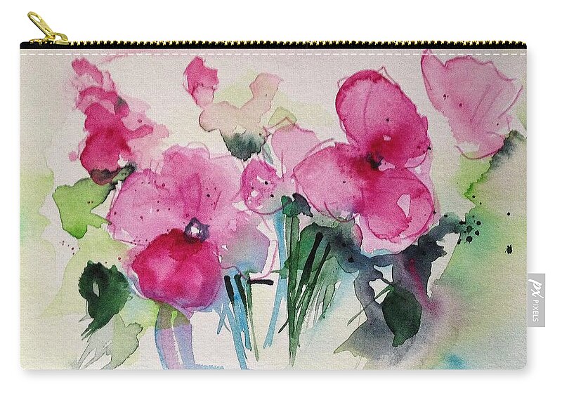 Flowers Zip Pouch featuring the painting Bouquet 5 by Britta Zehm