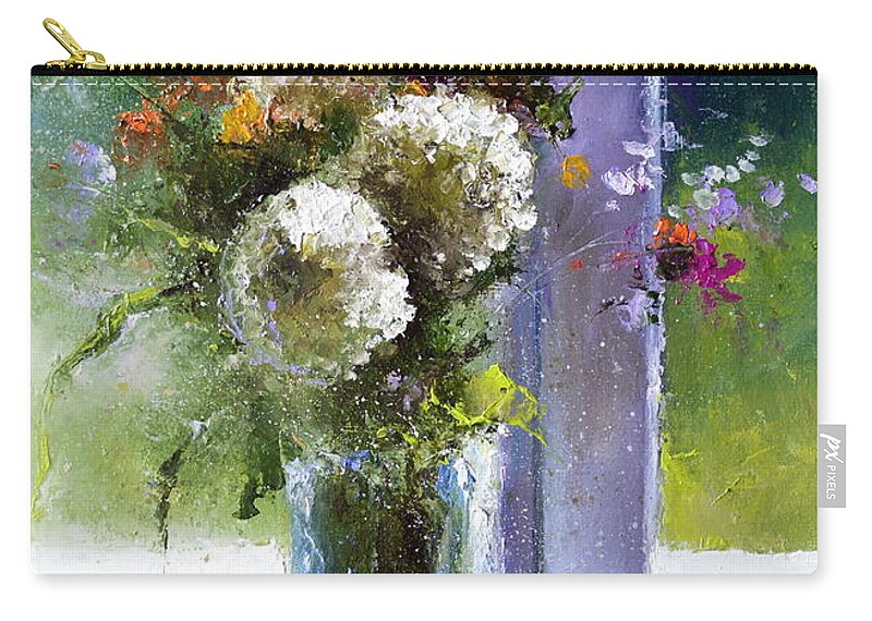 Russian Artists New Wave Carry-all Pouch featuring the painting Bouquet at Window by Igor Medvedev