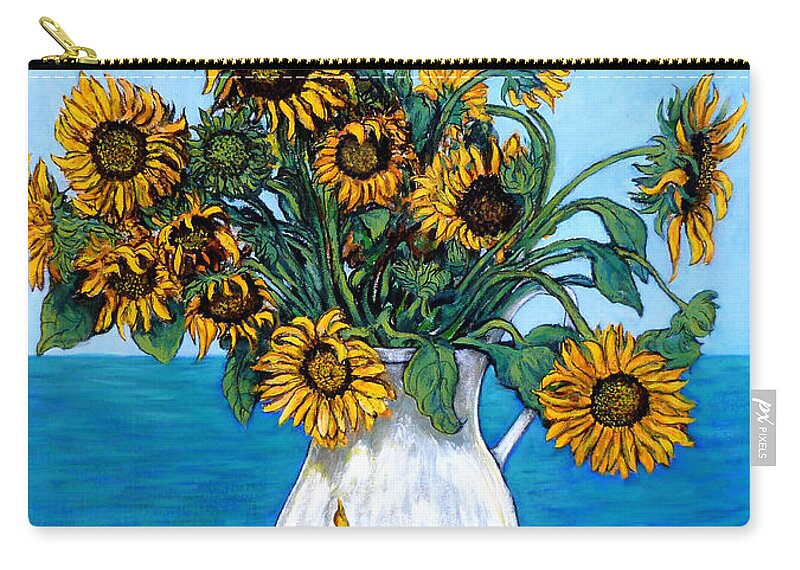Sunflowers Zip Pouch featuring the painting Bouquet of Beauty by Tom Roderick
