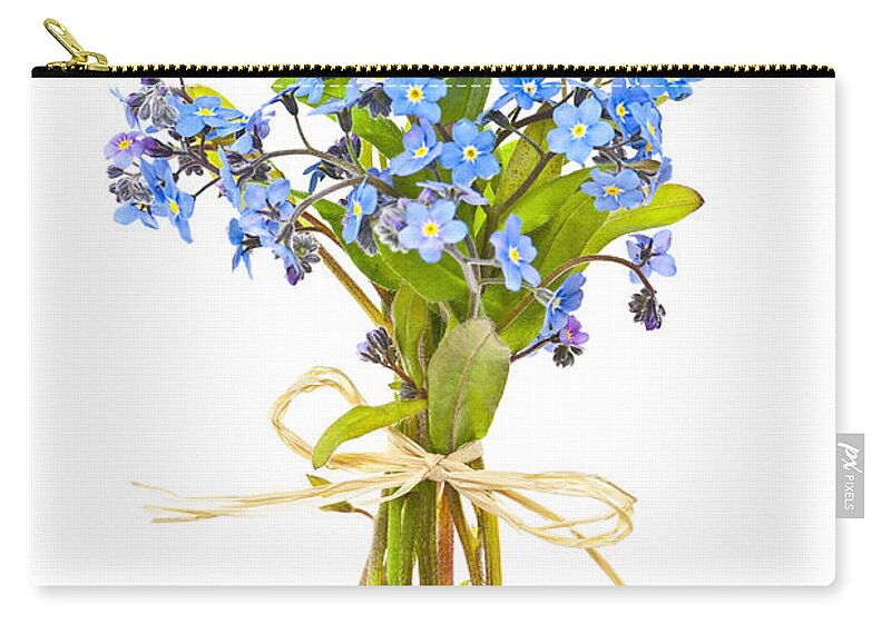 Bouquet Zip Pouch featuring the photograph Bouquet of forget-me-nots by Elena Elisseeva
