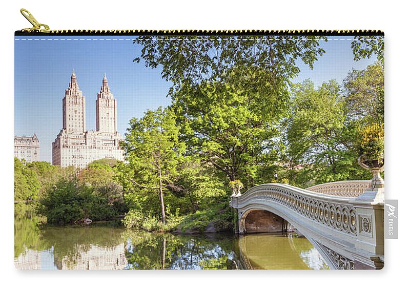 Central Park Zip Pouch featuring the photograph Bow bridge in spring, Central Park, Manhattan, New York, USA by Matteo Colombo