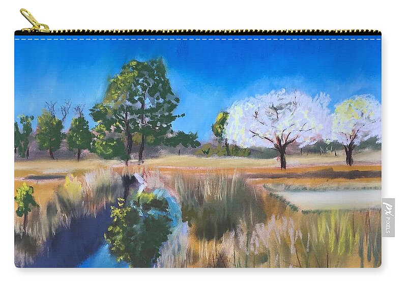 Landscape Zip Pouch featuring the pastel Bow Creek Golf Course by Brian White