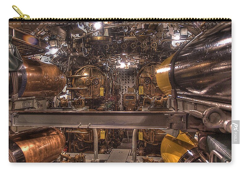 Uss Cobia Zip Pouch featuring the photograph Bow torpedo Tube by Rod Melotte
