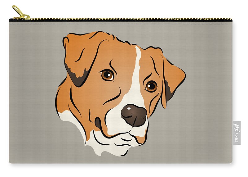 Graphic Dog Zip Pouch featuring the digital art Boxer Mix Dog Graphic Portrait by MM Anderson