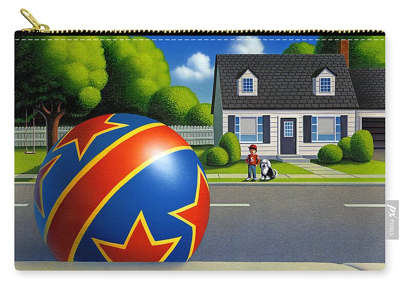 Boy And Ball Zip Pouch featuring the painting Boy and the Ball by Robin Moline