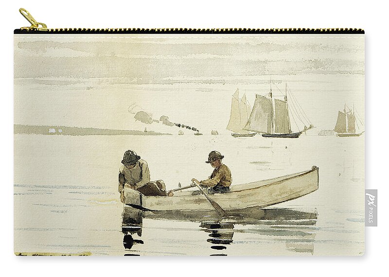 Winslow Homer Carry-all Pouch featuring the drawing Boys Fishing by Winslow Homer