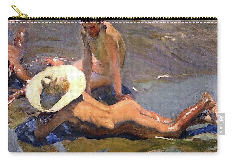 Sorolla Carry-all Pouch featuring the painting Boys on the Beach of 1908 by Juaquin Sorolla